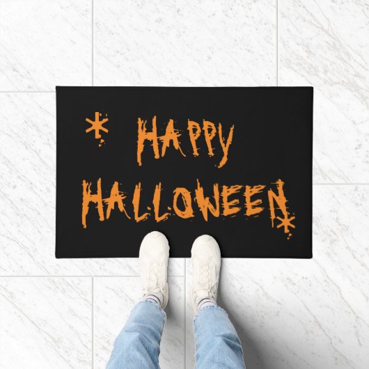 Happy Halloween, Sinaasappel zwart Deurmat (Binnen)