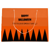 Happy Halloween Sinaasappel Zwart gepersonaliseerd Groot Cadeauzakje (Voorkant)