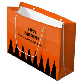 Happy Halloween Sinaasappel Zwart gepersonaliseerd Groot Cadeauzakje