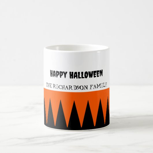 Happy Halloween Sinaasappel Zwart gepersonaliseerd Koffiemok (Center)