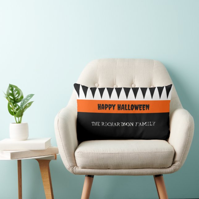 Happy Halloween Sinaasappel Zwart gepersonaliseerd Kussen (Stoel)