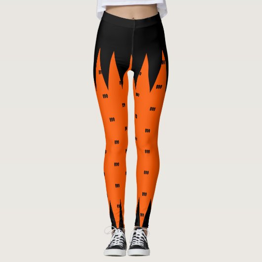 Happy Halloween Sinaasappel Zwart gepersonaliseerd Leggings (Voorkant)