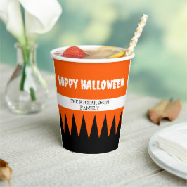 Happy Halloween Sinaasappel Zwart gepersonaliseerd Papieren Bekers