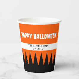 Happy Halloween Sinaasappel Zwart gepersonaliseerd Papieren Bekers