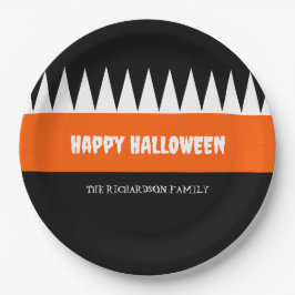 Happy Halloween Sinaasappel Zwart gepersonaliseerd Papieren Bordje