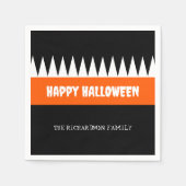 Happy Halloween Sinaasappel Zwart gepersonaliseerd Servet (Voorkant)