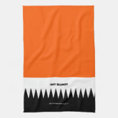 Happy Halloween Sinaasappel Zwart gepersonaliseerd Theedoek (Verticaal)