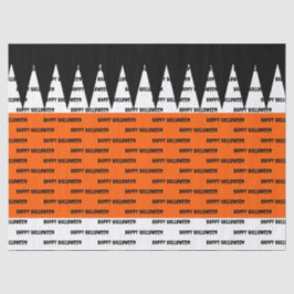 Happy Halloween Sinaasappel Zwart gepersonaliseerd Tissuepapier