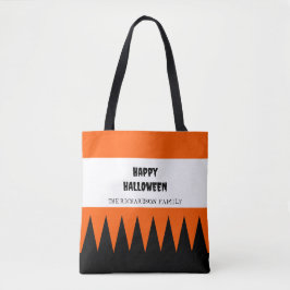 Happy Halloween Sinaasappel Zwart gepersonaliseerd Tote Bag