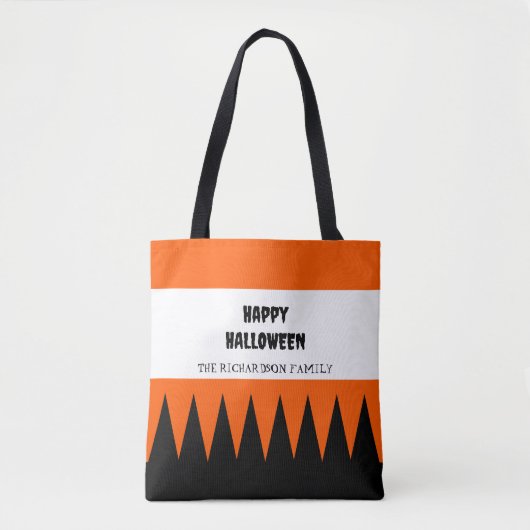 Happy Halloween Sinaasappel Zwart gepersonaliseerd Tote Bag (Voorkant)