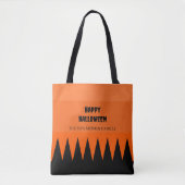 Happy Halloween Sinaasappel Zwart gepersonaliseerd Tote Bag (Voorkant)