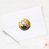 Happy Halloween Sinaasappel Zwart Ronde Sticker (Envelop)