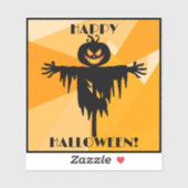 Happy Halloween Sinaasappel Zwart Sticker (Vel)