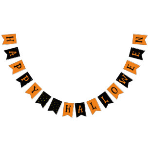 Happy Halloween Sinaasappel Zwart Vlaggetjes
