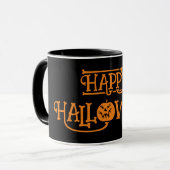 Happy Halloween Sinaasappel zwarte koffie Mok (Voorkant links)