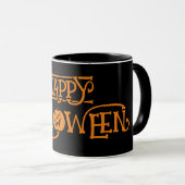 Happy Halloween Sinaasappel zwarte koffie Mok (Voorkant rechts)