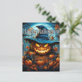 Happy Halloween | Sinister pompoen Briefkaart (Staand voorkant)
