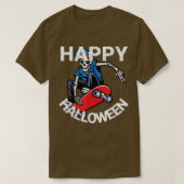 Happy Halloween Skateboarding Skeleton T-shirt (Design voorkant)