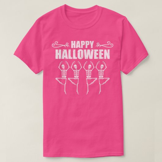 Happy Halloween Skeleton Ballerina Costume T-shirt (Design voorkant)