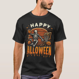 Happy Halloween Skeleton Basketbal T-Shirt Design
