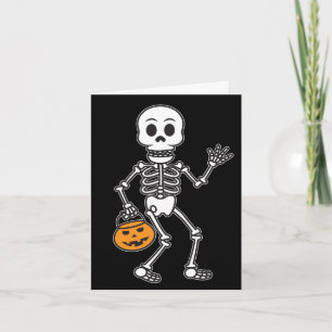 Happy Halloween Skeleton Cartoon Holiday Kaart