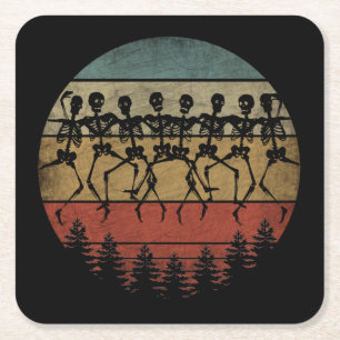 HAPPY HALLOWEEN SKELETON DANCE KARTONNEN ONDERZETTERS