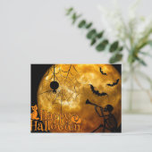 Happy Halloween Skeleton en Spider Briefkaart (Staand voorkant)