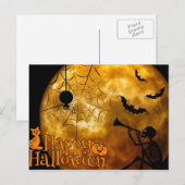 Happy Halloween Skeleton en Spider Briefkaart (Voorkant / Achterkant)