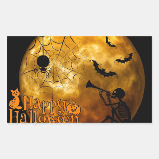 Happy Halloween Skeleton en Spider Rechthoekige Sticker