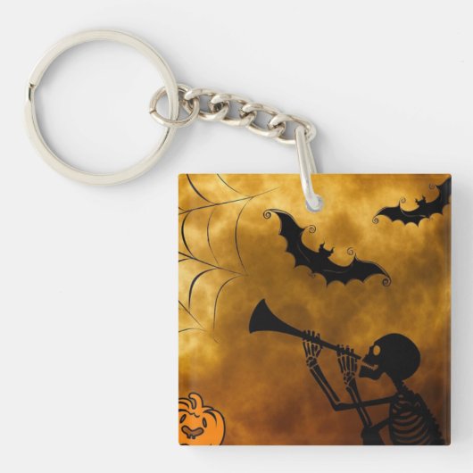 Happy Halloween Skeleton en Spider Sleutelhanger (Voorkant)