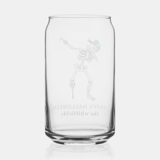 Happy Halloween Skeleton Pirate Dabbing Family Blikvorm Glas (Achterkant)