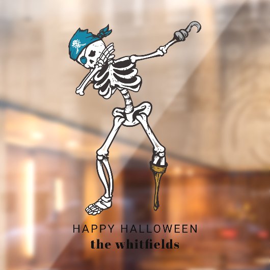 Happy Halloween Skeleton Pirate Dabbing Family Raamsticker (Vel 2)