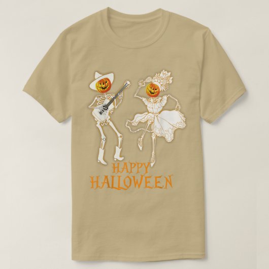 Happy Halloween Skeleton Pumpkin-gitaar 16 T-shirt (Design voorkant)