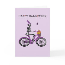 Happy Halloween Skeleton Riding Bike