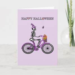 Happy Halloween Skeleton Riding Bike Kaart
