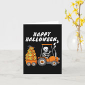 Happy Halloween Skeleton Riding Tractor Boys Kinde Kaart (Gele Bloem)
