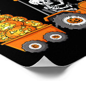 Happy Halloween Skeleton Riding Tractor Boys Kinde Poster (Hoek)