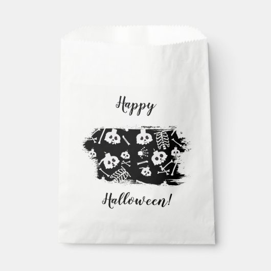 Happy Halloween Skeleton Skull Bot Patroon Bedankzakje (Voorkant)
