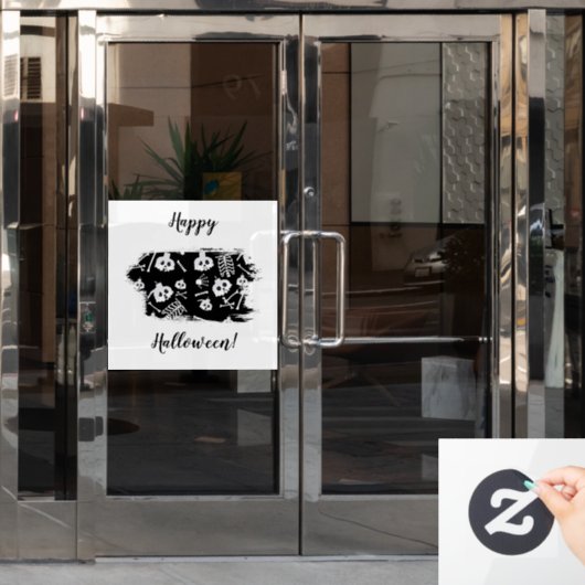 Happy Halloween Skeleton Skull Bot Patroon Raamsticker (Kantoordeur)