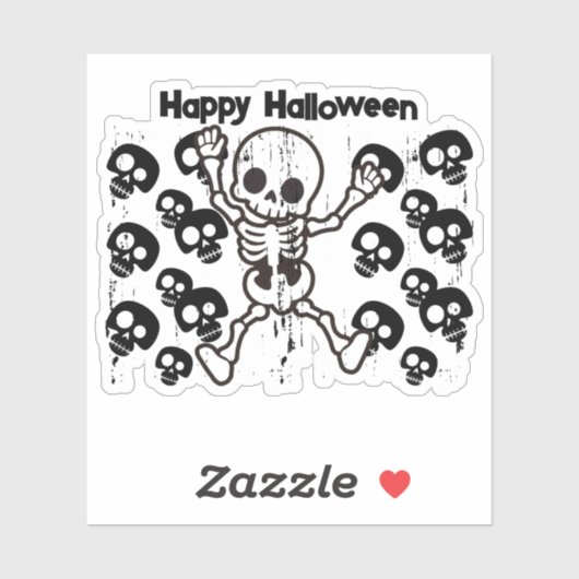 Happy Halloween Skeleton Sticker – Schattige Spook (Vel)