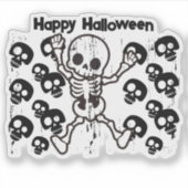 Happy Halloween Skeleton Sticker – Schattige Spook (Voorkant)