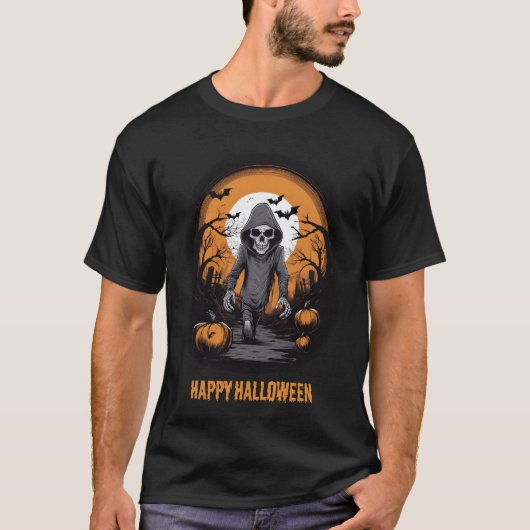 Happy Halloween Skeleton T-shirt (Voorkant)
