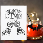 Happy Halloween Skeleton Wine Toast Modern Elegant Briefkaart