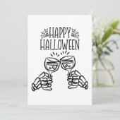 Happy Halloween Skeleton Wine Toast Modern Elegant Kaart (Staand voorkant)