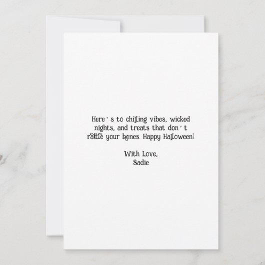 Happy Halloween Skeleton Wine Toast Modern Elegant Kaart (Achterkant)