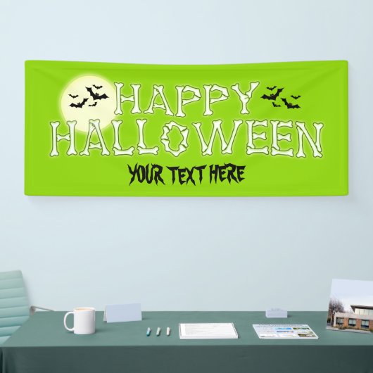 Happy Halloween Skeleton Witch Green Banner (Beurs)