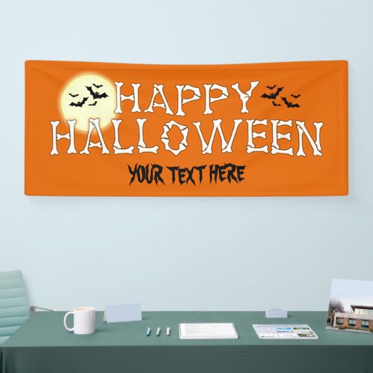 Happy Halloween Skeleton Witch Oranje Banner (Beurs)