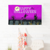 Happy Halloween Skeleton WitchPurple Banner (Insitu)