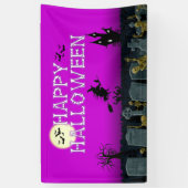 Happy Halloween Skeleton WitchPurple Banner (Verticaal)