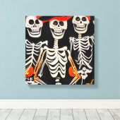 Happy Halloween Skeletons Canvas Afdruk (Insitu (Houten vloer))